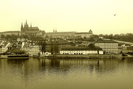 The castle of Prague, sepia imageの写真素材