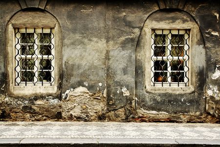 Facade of an old house in Pragueの写真素材