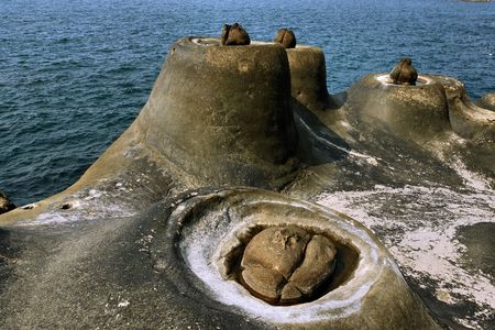rock formations in Taiwanの写真素材
