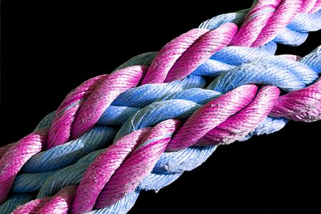 Detailed viewof a colored fisherman's ropeの写真素材