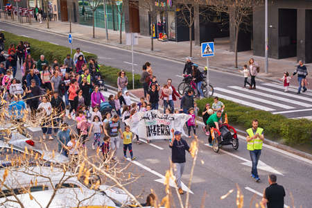 Pamplona, Navarra Spain march 26 2022, Popular march called Korrica 22nd to vindicate the use of the basque languageのeditorial素材