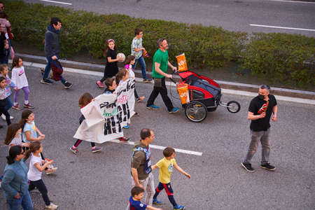 Pamplona, Navarra Spain march 26 2022, Popular march called Korrica 22nd to vindicate the use of the basque languageのeditorial素材