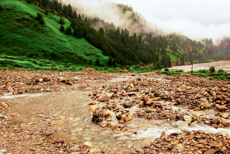landscape and nature in the Mustang region of Nepalの写真素材