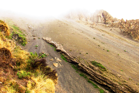 landscape and nature in the Mustang region of Nepalの写真素材