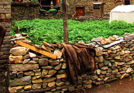 landscape and nature in the Mustang region of Nepalの写真素材