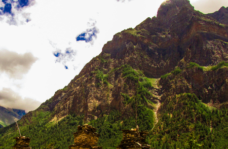 landscape and nature in the Mustang region of Nepalの写真素材