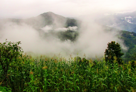 landscape and nature in the Mustang region of Nepalの写真素材