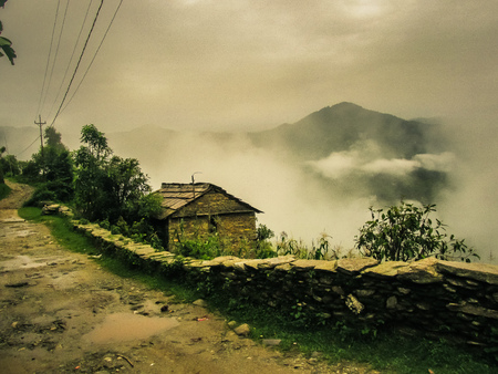 landscape and nature in the Mustang region of Nepalの写真素材