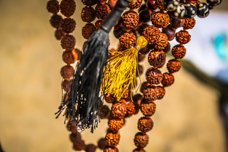 Colorful jewelry sold on the beach in southern Indiaの写真素材