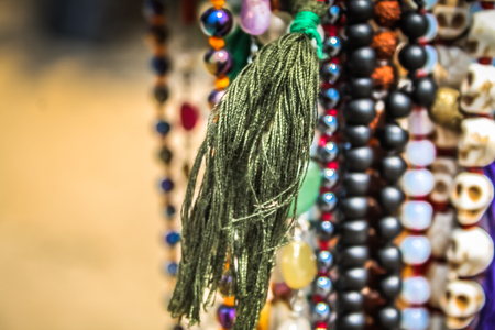 Colorful jewelry sold on the beach in southern Indiaの写真素材