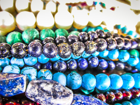 Colorful jewelry sold on the beach in southern India