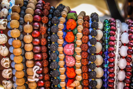Colorful jewelry sold on the beach in southern India