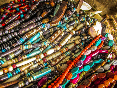 Colorful jewelry sold on the beach in southern India