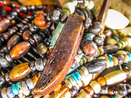 Colorful jewelry sold on the beach in southern Indiaの写真素材