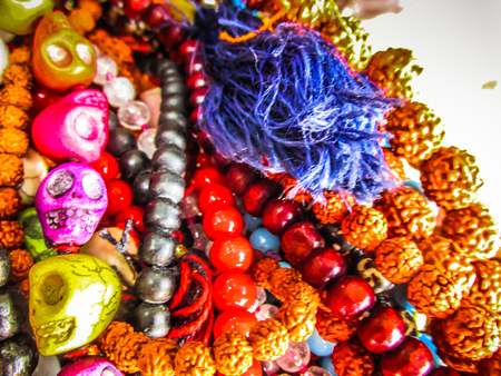 Colorful jewelry sold on the beach in southern Indiaの写真素材