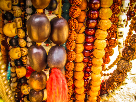 Colorful jewelry sold on the beach in southern Indiaの写真素材
