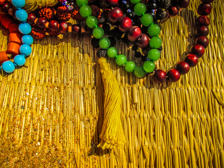 Colorful jewelry sold on the beach in southern Indiaの写真素材