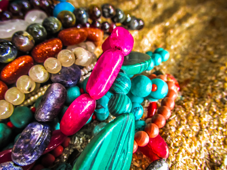 Colorful jewelry sold on the beach in southern Indiaの写真素材