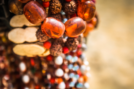 Colorful jewelry sold on the beach in southern Indiaの写真素材