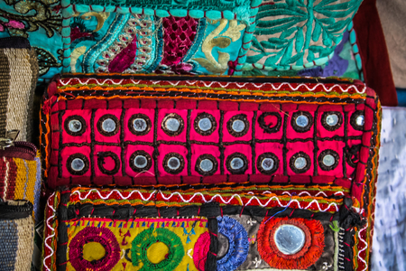 Handicrafts sold in a souvenir shop in Goa southern Indiaの写真素材