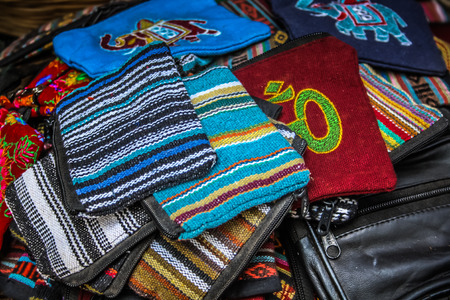 Handicrafts sold in a souvenir shop in Goa southern Indiaの写真素材