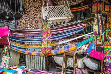 Handicrafts sold in a souvenir shop in Goa southern Indiaのeditorial素材