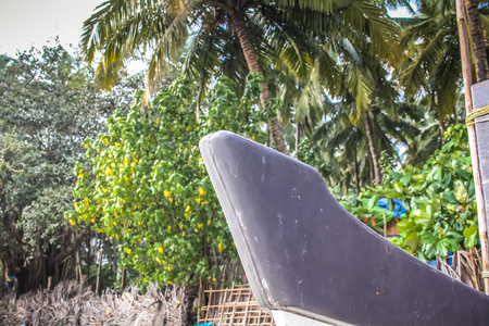 Closeup of fish boat in Goa southern Indiaの写真素材