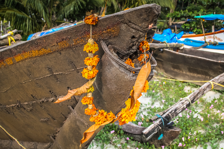 Closeup of fish boat in Goa southern Indiaのeditorial素材