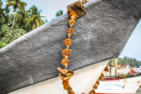 Closeup of fish boat in Goa southern Indiaの写真素材
