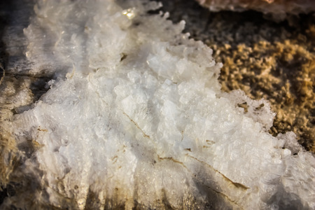 Dead sea landscape and crystal salt in Israel