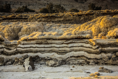 Dead sea landscape and crystal salt in Israel