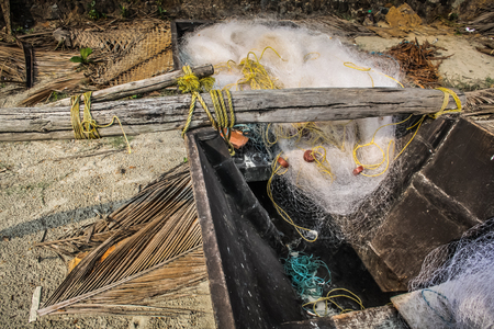 Closeup of fish boat in Goa southern Indiaの写真素材