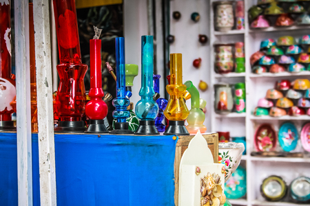 Bangs sold in a souvenir shop in Goa southern Indiaの写真素材