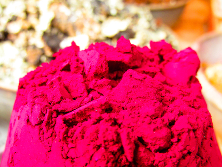 Powder colors in the market in Indiaの写真素材