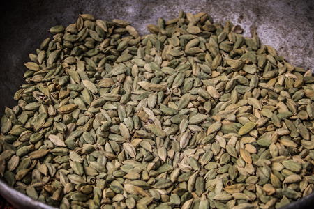 Closeup of spices in the market in Indiaの写真素材