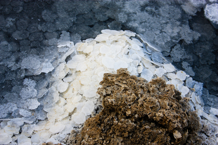 Closeup of Dead sea salt crystal in Israelの写真素材