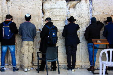 Unknowns people praying on the Western wall in Jerusalem Israel December 31-2017のeditorial素材