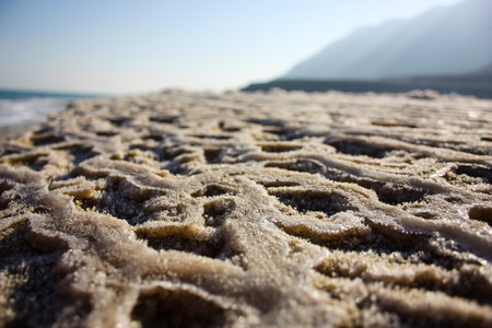 Closeup of Dead sea salt in Israel