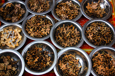 Religious objects in a shop in the bazaar of the old city of Jerusalem in Israel January 28-2018のeditorial素材