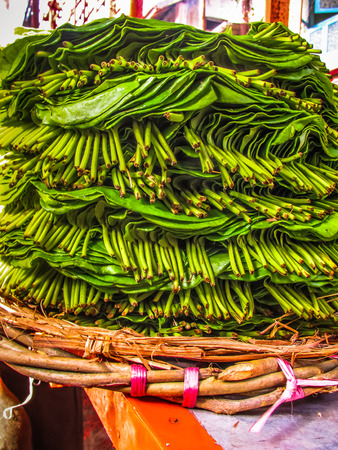closeup of fruits and vegetables in the market in southern Indiaの写真素材
