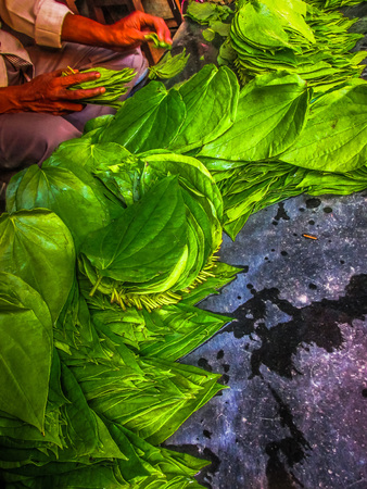 closeup of fruits and vegetables in the market in southern Indiaの写真素材