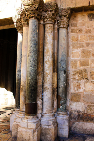 Closeup of a street in the old city of Jerusalemの写真素材