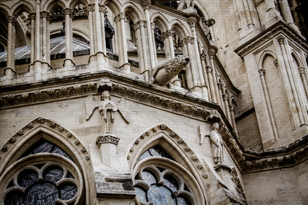 View of the Cathedral of Reims in Franceの写真素材