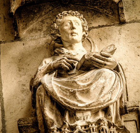 Closeup of the Reims cathedral in Franceの写真素材
