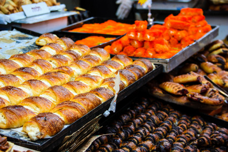 food stand at Mahane Yehuda Market in Jerusalemの写真素材