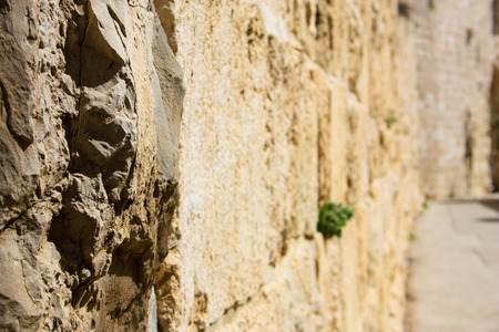 Closeup of the outer wall of the city of Jerusalem in Israelの写真素材