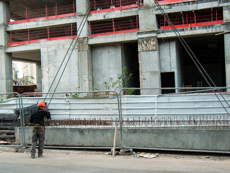 View of a building site of a new building in the city of Tel Aviv in Israel on the evening