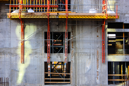View of a building site of a new building in the city of Tel Aviv in Israel on the eveningのeditorial素材