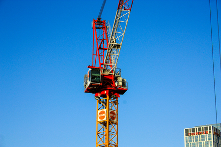 View of a building site of a new building in the city of Tel Aviv in Israel on the eveningのeditorial素材