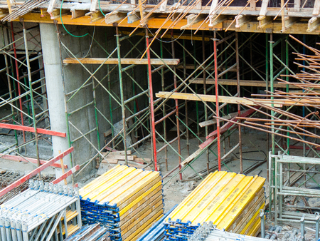 View of a building site of a new building in the city of Tel Aviv in Israel on the evening
